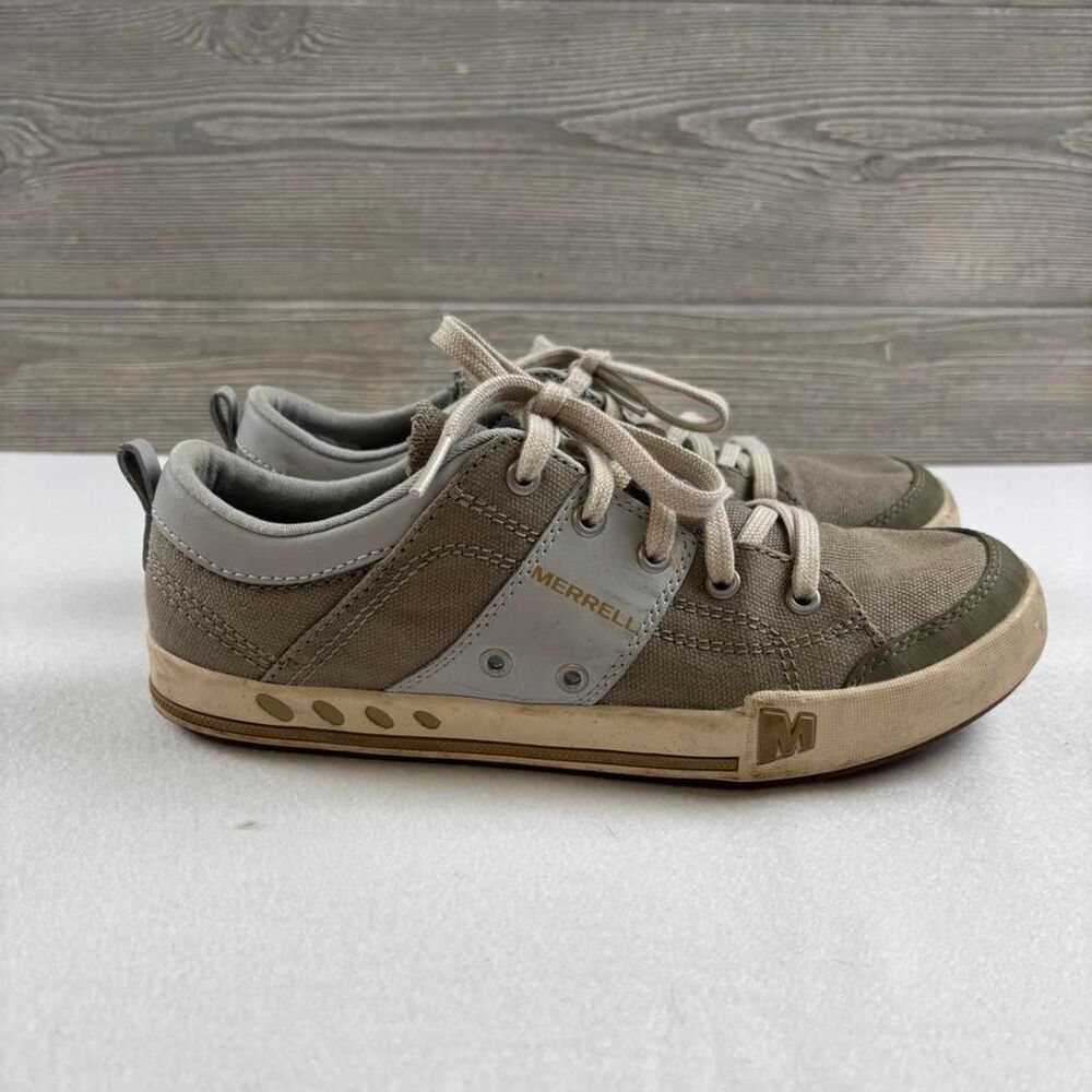 Merrell Women’s Canvas Sneakers Size 7 Putty Gray Lace Up Casual Comfort Shoes